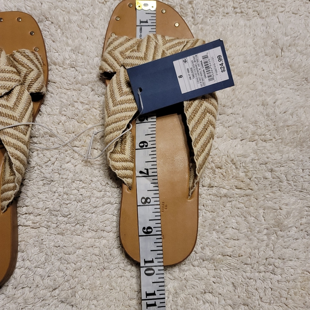 NWT Fabric Macrame look Chevron boho beach Slide size 8 - Picture 6 of 7